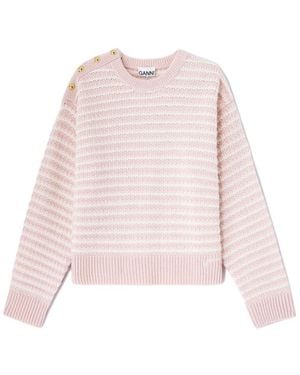 Ganni Stripe Wool Mix Jumper - Pink