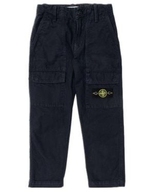 Stone Island Logo-Patch Cargo-Pockets Pants - Blue