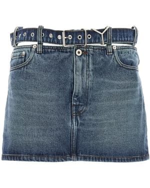 ☆関税込み☆【Y/PROJECT】Cutout denim miniskirt Cut-out denim miniskirt in blue - Y Project | Mytheresa