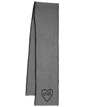 Chloé Encouer Heart Knit Scarf - Grey