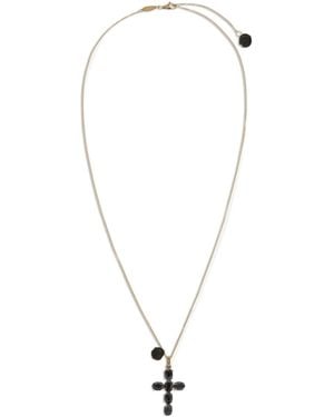 Dolce & Gabbana 18Kt Devotion Cross Sapphire And Jade Necklace - White