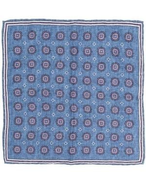 Brunello Cucinelli Geometric-Print Pocket-Square - Blue