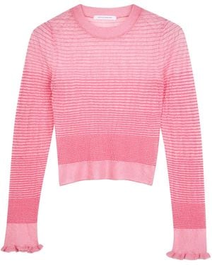 Cecilie Bahnsen Fringed-Cuff Long-Sleeve Top - Pink