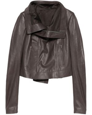 Rick Owens Zipped Leather Jacket - Gray