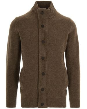 Barbour High-Neck Button-Up Cardigan - Brown