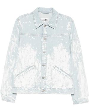 MM6 by Maison Margiela Paint-Splatter Denim Jacket - White