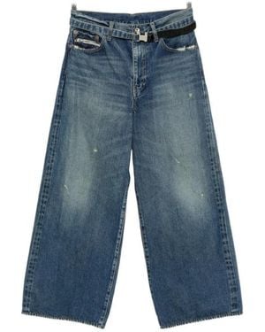 Sacai Distressed Wide-Leg Jeans - Blue