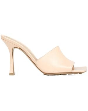 Bottega Veneta Stretch Squared-Toe Sandals - Natural