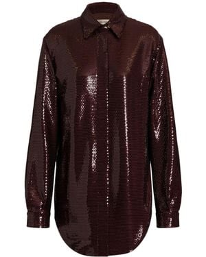 Alberta Ferretti Sequined Long-Sleeve Shirt - Purple