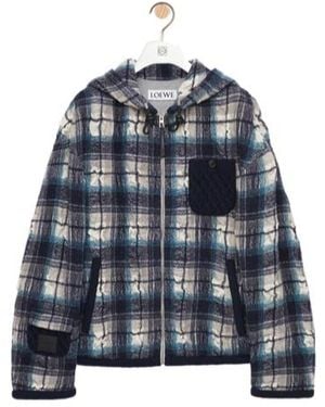 Loewe Textured Check Hooded Jacket - Blue