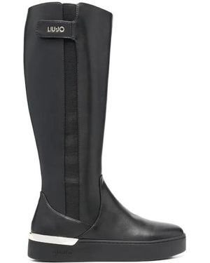 Liu Jo Silvia 89 Logo-Print Boots - Black