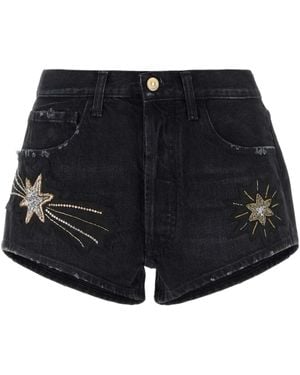 Alanui The Wandering Star Mid-Rise Denim Shorts - Blue