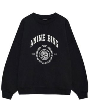 Anine Bing Logo Crew Sweatshirt - Black