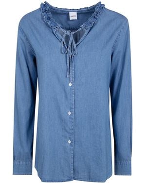 Aspesi Tie-Neck Long-Sleeved Shirt - Blue