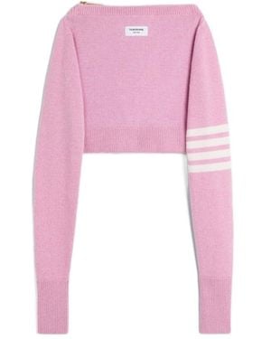 Thom Browne 4-Bar Striped Zipped Crossbody Bag - Pink