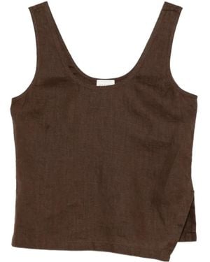 Closed Split Tank Top - Brown