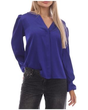 BOSS Satin Longsleeve Blouse - Blue
