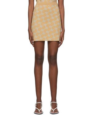 ROKH Monogram Pattern Knitted Skirt - Natural