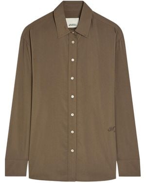 Isabel Marant Logo-Embroidered Modal-Blend Shirt - Brown