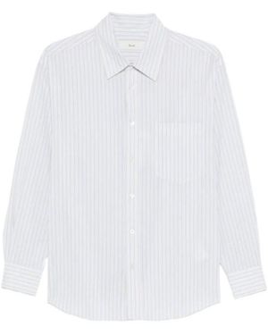 DUNST Striped-Pattern Chest-Pocket Shirt - White