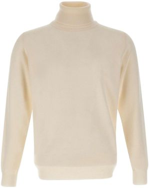 Kangra Cashmere Kangra Ribbed Turtleneck Knitted Jumper - White