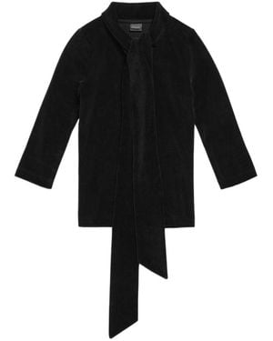 Balenciaga Turtleneck Scarf Fitted Top - Black