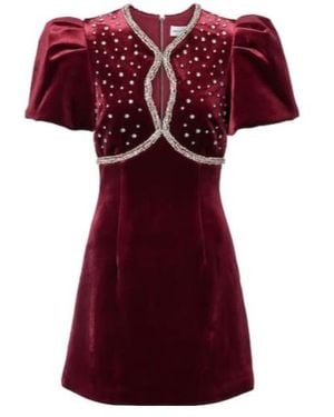Rebecca Vallance Edwiena Embellished Velvet Minidress - Red