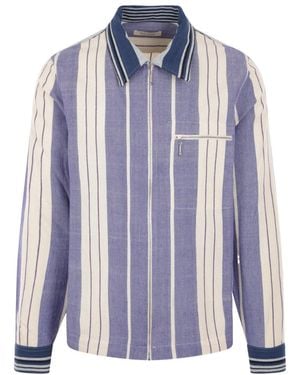 Wales Bonner Atlantic Striped Long-Sleeved Jacket - Blue