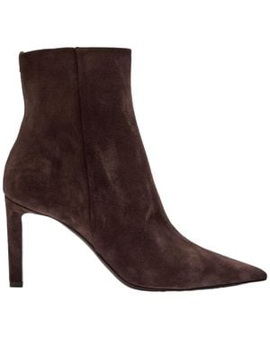 Jimmy Choo Suede Pointed-Toe Heeled Ankle Boots - Brown
