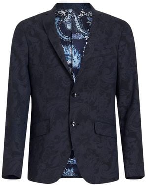 Etro Single Breasted Long Sleeved Blazer - Blue