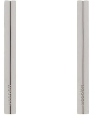 McQueen Cross-Bar Logo Engraved Earrings - White
