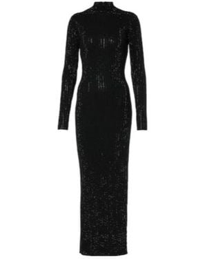 David Koma Embellished Knitted Cotton Midi Dress - Black