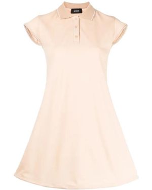 we11done Contrasting-Trim Flared Cotton Dress - Pink