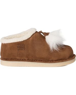 Miu Miu Round-Toe Flat Shoes - Brown