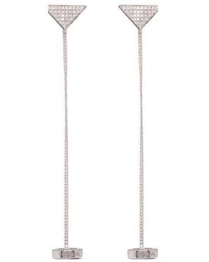 Prada Crystal Logo Jewels Airpods's Pendant Earrings - White