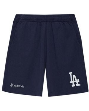 Sporty & Rich Elastic-Waist Shorts - Blue
