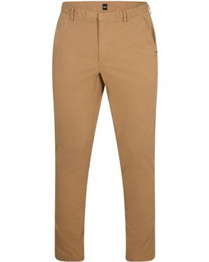 BOSS Buttonzip Waist Cotton Chino Pants - Natural