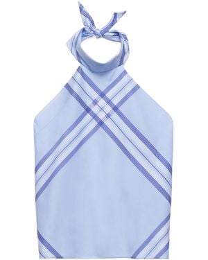 Prada Printed Cotton Halter Top - Blue