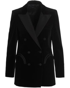 Blazé Milano Blazé Milano Everyday Double-Breasted Velvet Blazer - Black