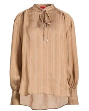 MAX&Co. Striped Satin Top - Natural