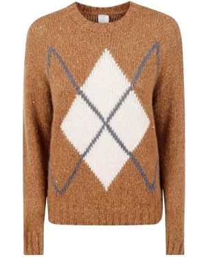 Eleventy Argyle Knitted Sweater - Brown
