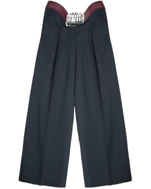 Jean Paul Gaultier Integrated Leather Belt Trousers - Blue