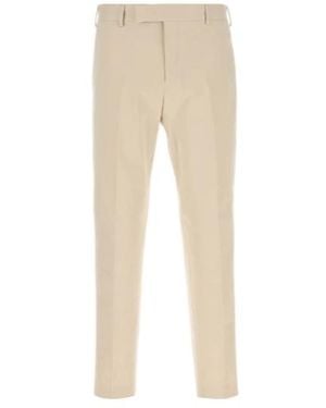 Pt Pantaloni Pt Torino Rebel Flat-Front Trousers - Natural