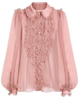 Dolce & Gabbana Ruffled Buttoned Top - Pink