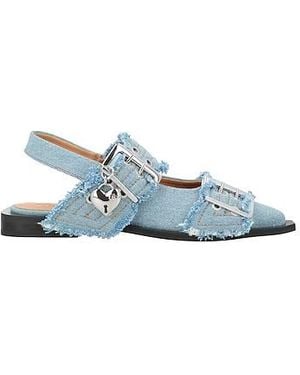 Ganni Denim Pointed-Toe Flats - Blue