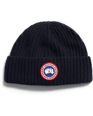 Canada Goose Ribbed Logo-Patch Hat - Blue