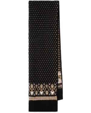 KHAITE Lucerne Fair Isle Cashmere Scarf - Black