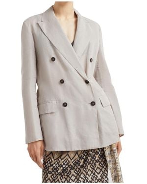 Brunello Cucinelli Double-Breasted Cotton Blazer - Grey