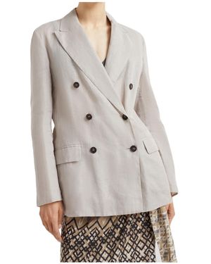 Brunello Cucinelli Double-Breasted Cotton Blazer - Grey