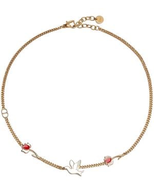 Dior Amour Doves Roses Necklace - Metallic